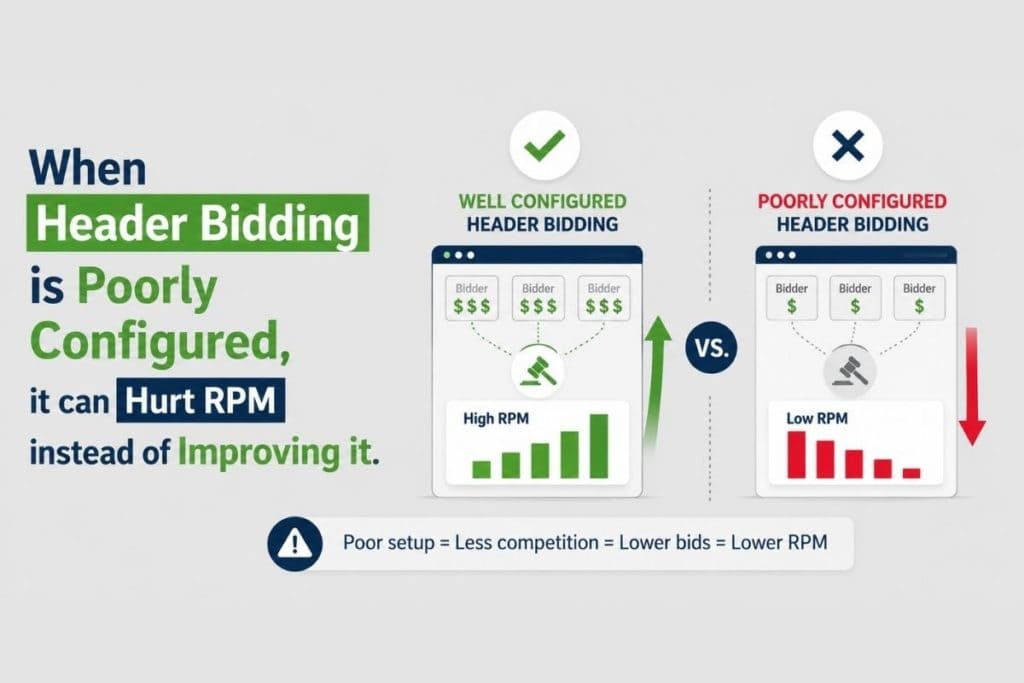 Poor header bidding causes low RPM rates. 
