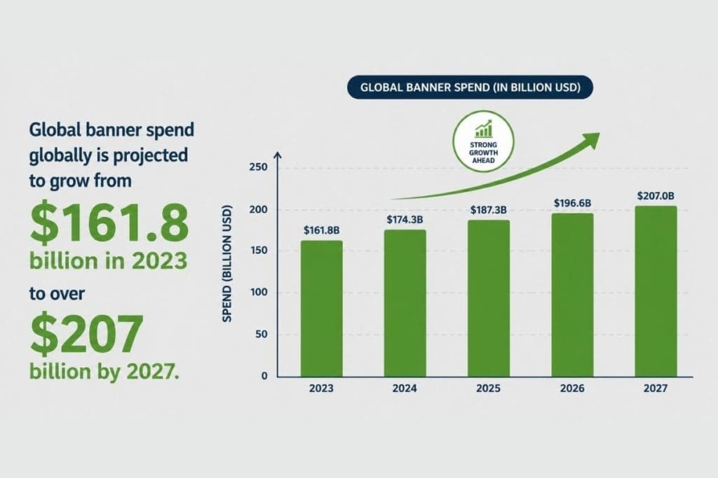 Image showing global banner spend statistics.