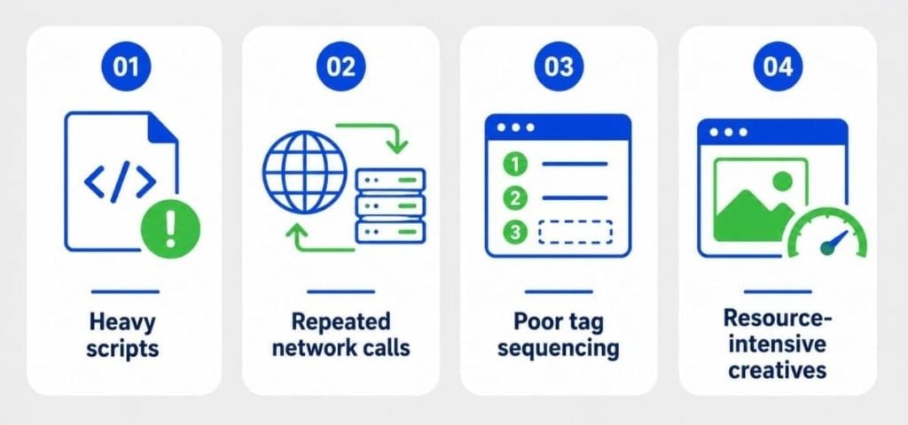 Infographic showing reasons behind low working of webpage.